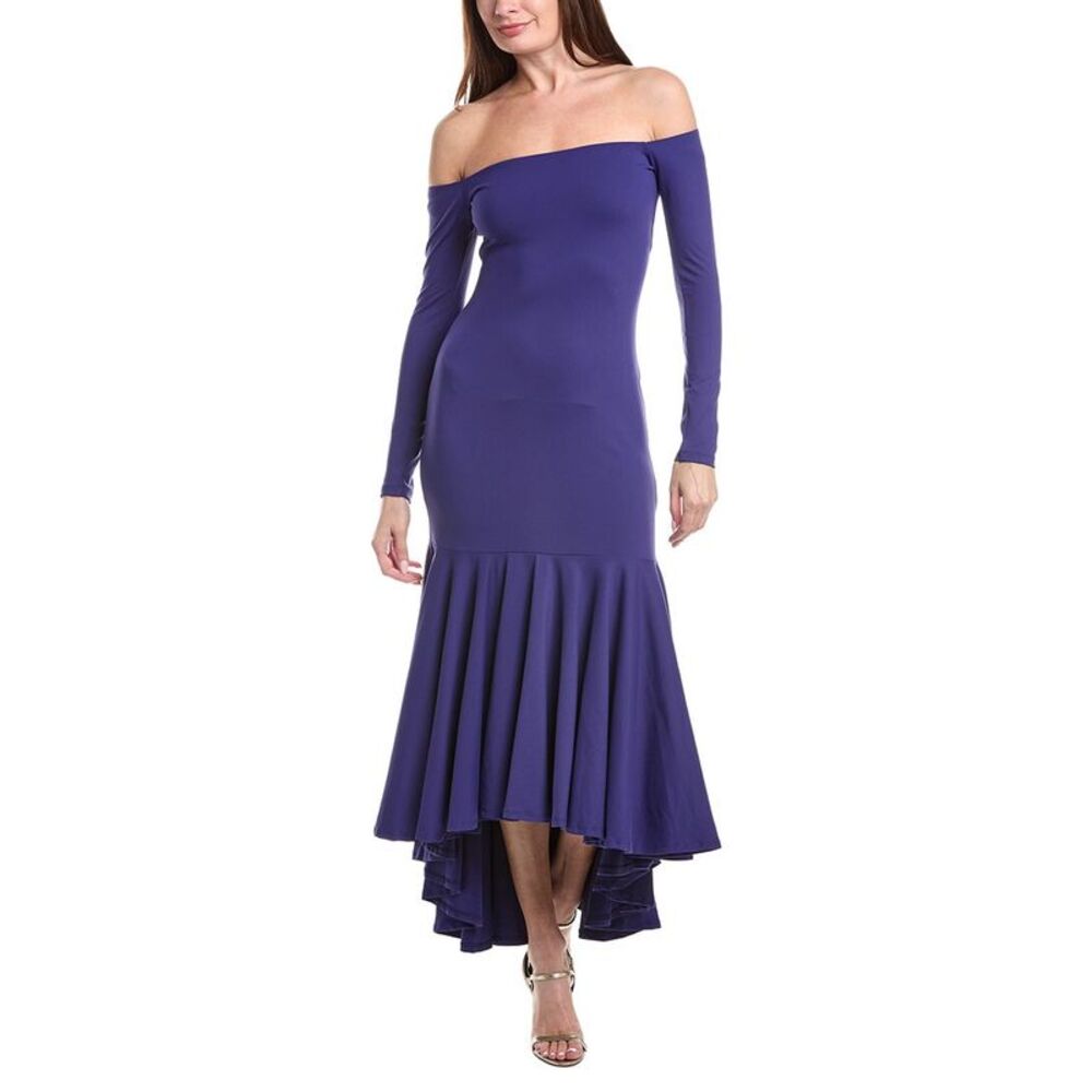 Susana Monaco Womens Off Shoulder High-Low Dress, Blue